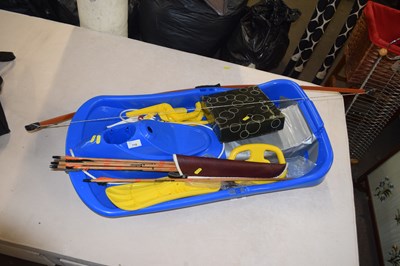 Lot 710 - Mixed Lot: Bow and arrow, plastic sledge, pool...