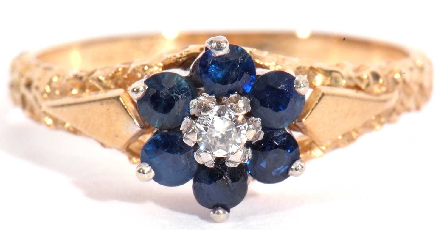 Lot 55 - Sapphire and diamond cluster ring, a...