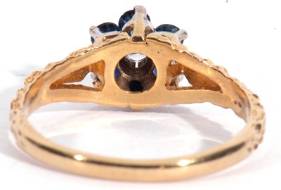 Lot 55 - Sapphire and diamond cluster ring, a...