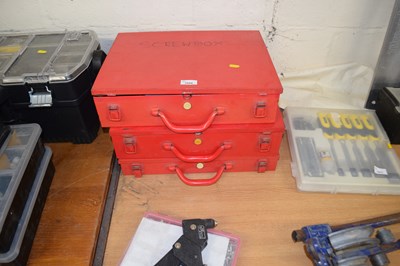 Lot 1009 - Three metal toolboxes to include screws,...