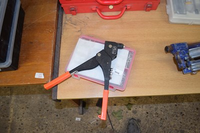 Lot 1010 - Rivet gun together with a box of various rivets