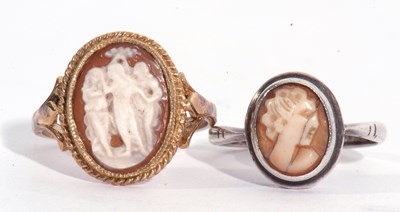 Lot 63 - Mixed Lot: 9ct gold cameo ring depicting the...