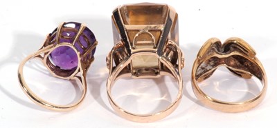 Lot 65 - Mixed Lot: 9ct gold amethyst dress ring, the...
