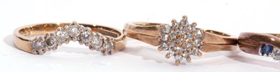 Lot 66 - Mixed Lot: 9ct gold small diamond wishbone...