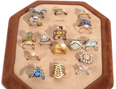 Lot 68 - Ring pad containing 20 various costume rings...