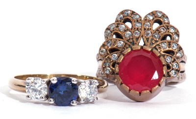 Lot 69 - Mixed Lot: four 925 stamped dress rings,...
