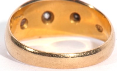 Lot 75 - Antique 18ct gold diamond three stone ring,...