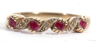 Lot 90 - Modern 9ct gold ruby an diamond ring, a Celtic...