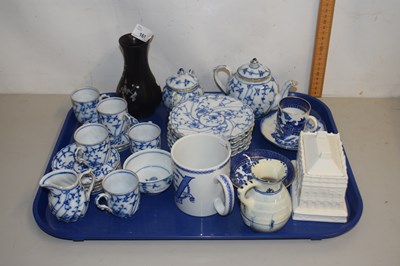 Lot 28 - Quantity of blue and white tea wares and other...