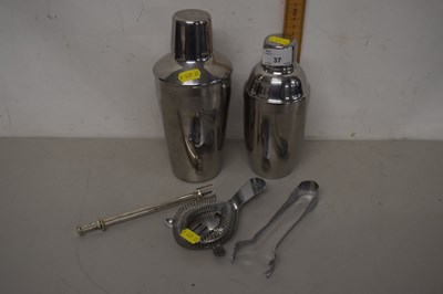 Lot 37 - Mixed Lot: stainless steel cocktail shakers...