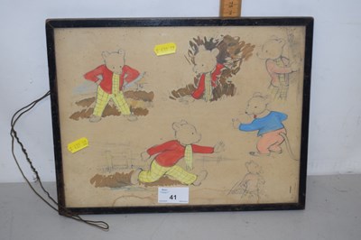 Lot 41 - Small framed montage of studies of Rupert the...