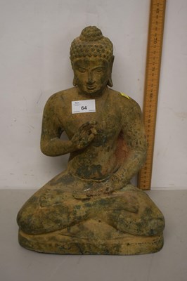 Lot 64 - 20th Century cast metal model of a seated Buddha