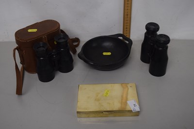 Lot 71 - Mixed Lot: Binoculars, a brass cigarette case...