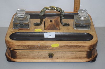 Lot 78 - Late Victorian desk stand with clear glass ink...