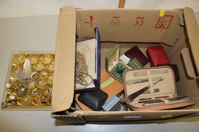 Lot 80 - Box of various cufflinks, costume jewellery...