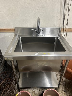 Lot 1027 - A freestanding stainless steel sink