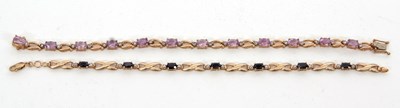 Lot 236 - Two 9ct gemset bracelets: to include a 9ct...