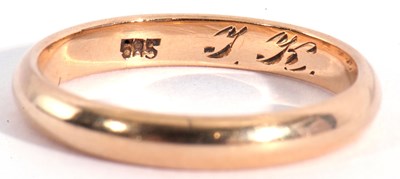 Lot 121 - 585 stamped wedding ring, engraved inside 'J.K....