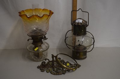 Lot 131 - Mixed Lot: Wall mounted oil lamp with frilled...