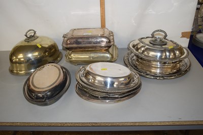 Lot 136 - Various silver plated serving dishes and trays