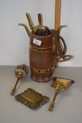 Lot 147 - Brass fire companion set and other items