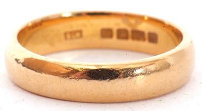 Lot 126 - 22ct gold wedding ring, court shaped, plain...
