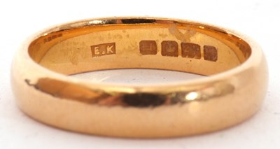 Lot 126 - 22ct gold wedding ring, court shaped, plain...