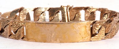 Lot 134 - 9ct gold I.D. bracelet, rectangular shaped...