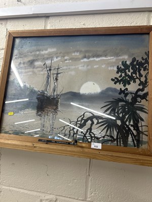 Lot 532 - The Hispaniola at Moonlit Sea, framed