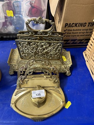 Lot 535 - Brass letter rack and a desk stand (2)