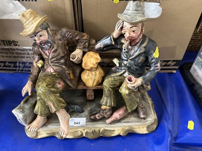 Lot 543 - A Capodimonte figure of two tramps on a bench