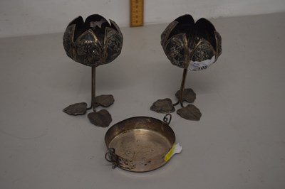 Lot 108 - Mixed Lot: Pair of small white metal or plated...