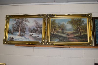 Lot 196 - A pair of late 20th Century oil on board...