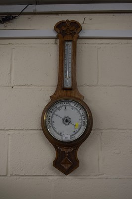 Lot 202 - Late Victorian oak cased combination barometer...