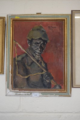 Lot 238 - Jill Tracey, study of a tribesman, oil on...