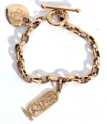 Lot 144 - Modern 585 stamped oval link bracelet...
