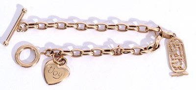 Lot 144 - Modern 585 stamped oval link bracelet...