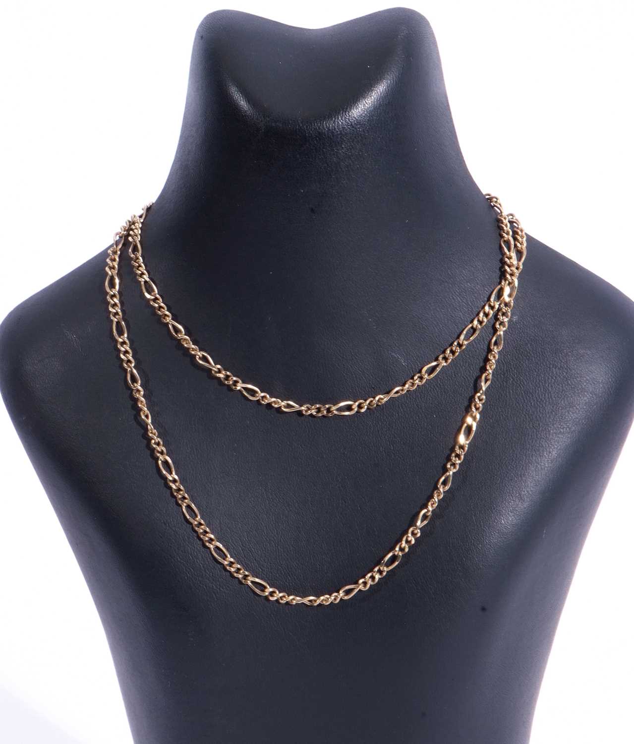 Lot 147 - 9ct gold Figaro necklace, 58cm long, 11.3gms