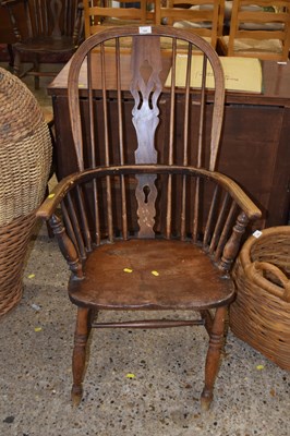 Lot 298 - 19th Century elm seated stick back Windsor...