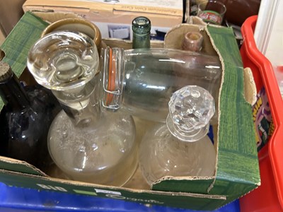 Lot 578 - Assorted glass bottles, decanters and other items