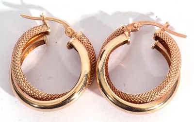Lot 161 - Pair of Brev Italian design hoop earrings, a...