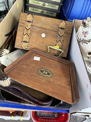 Lot 642 - A Mauchline ware style box together with items...