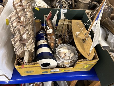 Lot 646 - Model boats and a quantity of shells