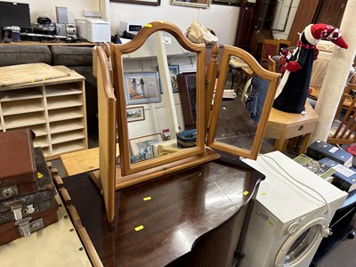 Lot 766 - A pine framed triple dressing table mirror