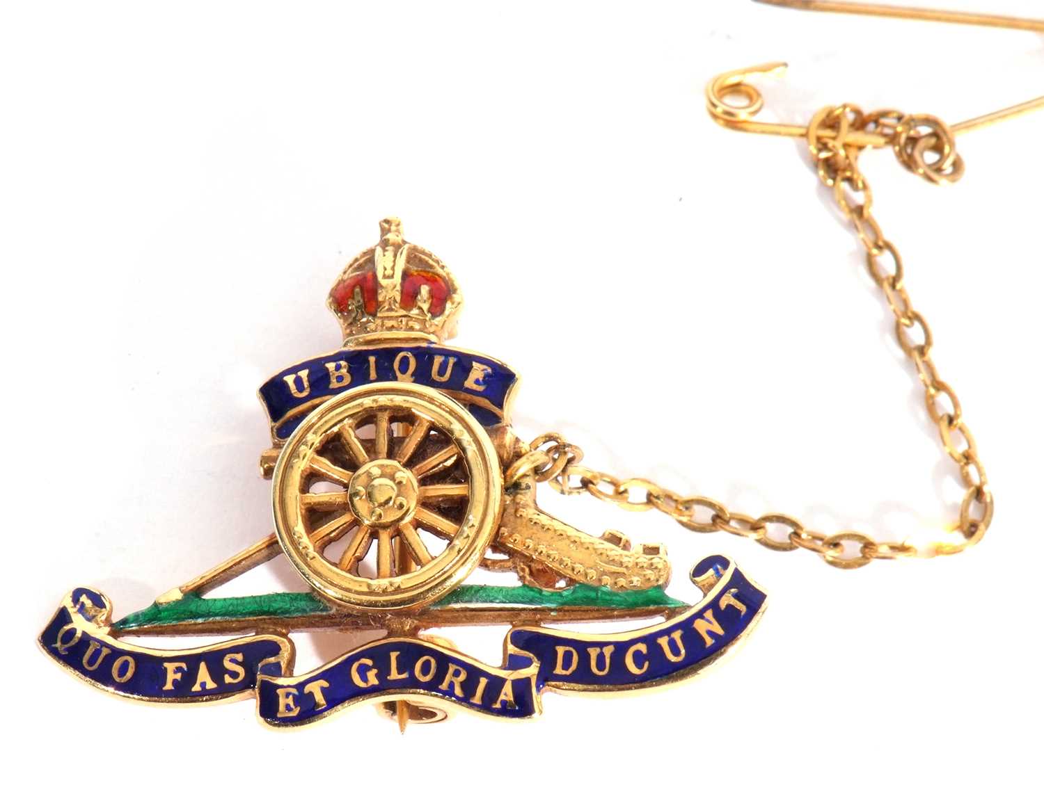 Lot 166 - 9ct gold and enamel Royal Artillery brooch...