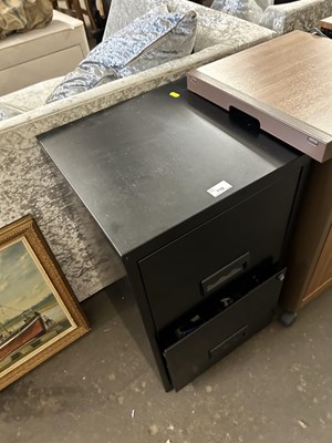 Lot 719 - A black two drawer metal filing cabinet and a...