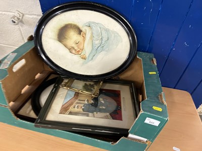 Lot 822 - A box of mixed pictures to include Lilian...