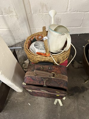 Lot 828 - Mixed Lot: Basket, small suitcase, electric...