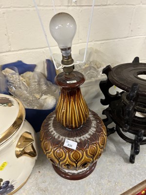 Lot 836 - West German pottery table lamp base