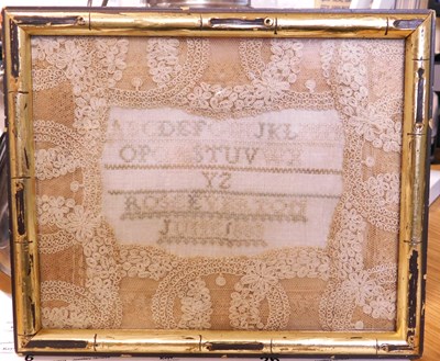 Lot 188 - A late 19th century sampler with lace...